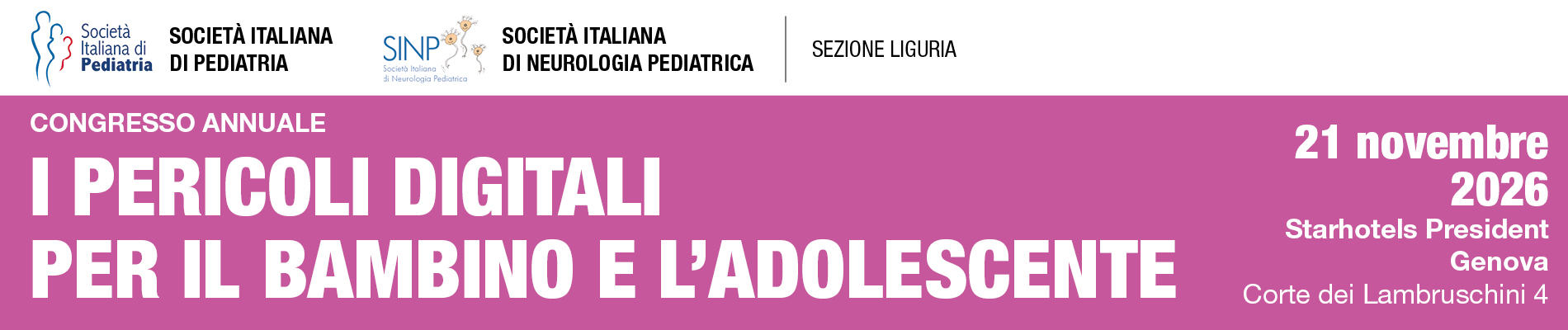I pericoli digitali per il bambino e l'adolescente - Genova 21 novembre 2026